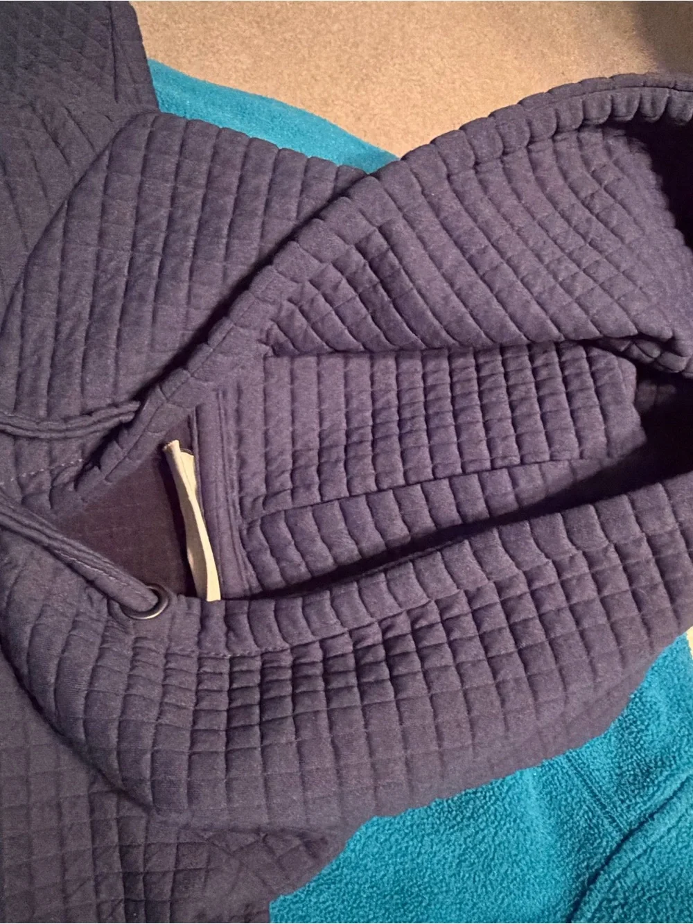 Toboggan Quilted Grid Textured Pullover Hoodie.